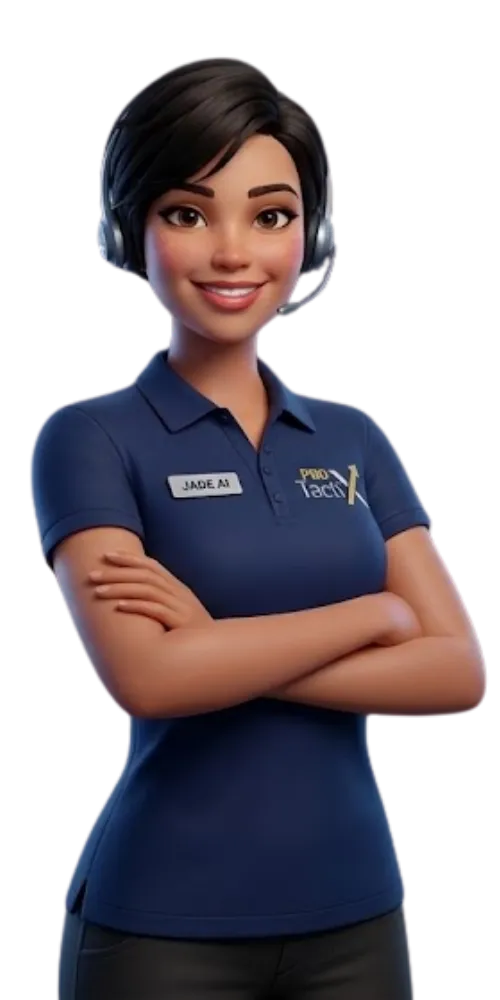 Jade, the ProTactiX AI front office admin, wearing a headset